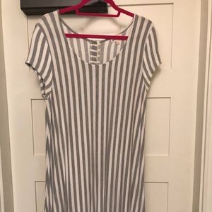 Gray and White Stripe cotton dress
